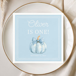 Serviette En Papier Joli bébé garçon citrouille bleue premier annivers