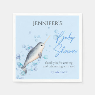 Serviette En Papier Joli bébé océan Narwhal bulles Baby shower