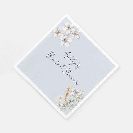 Serviette En Papier Joli Bleu Blancs Papillon Fête des mariées florale (Coin)