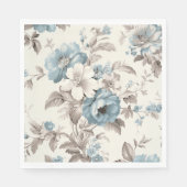 Serviette En Papier Joli bleu poussiéreux/Brown floral clair (Devant)