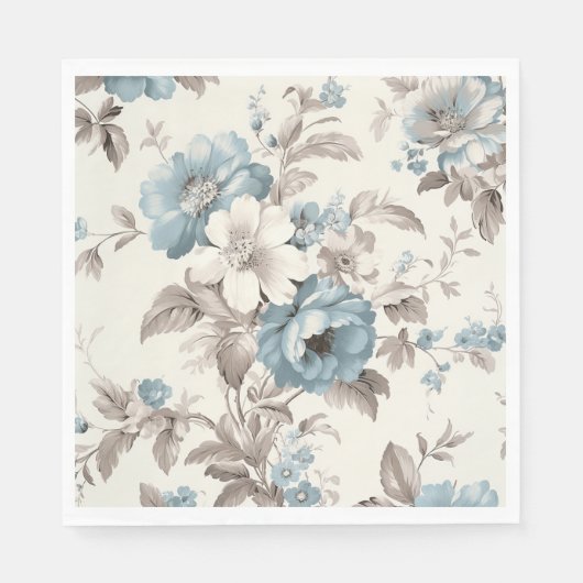 Serviette En Papier Joli bleu poussiéreux/Brown floral clair (Devant)