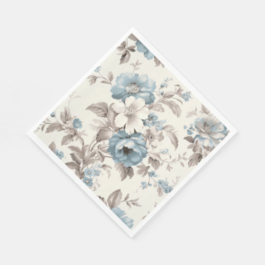 Serviette En Papier Joli bleu poussiéreux/Brown floral clair (Coin)