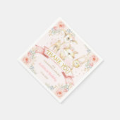 Serviette En Papier Joli Blush or Floral Bois Animaux Anniversaire (Coin)