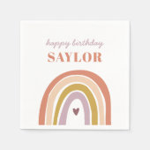Serviette En Papier Joli Boho Rainbow Peach Blush Anniversaire (Devant)