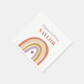 Serviette En Papier Joli Boho Rainbow Peach Blush Anniversaire (Coin)