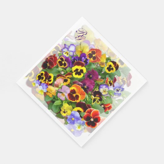 Serviette En Papier Joli bol de Pansies Monogram serviettes (Coin)