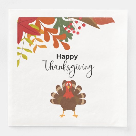 Serviette En Papier Joli Bon thanksgiving d'oiseaux à l'automne turc (Devant)