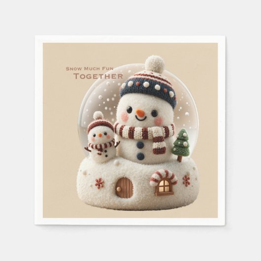 Serviette En Papier Joli Bonhomme de Neige en Feltrage à l'Aiguille da (Devant)