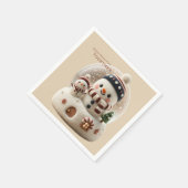 Serviette En Papier Joli Bonhomme de Neige en Feltrage à l'Aiguille da (Coin)