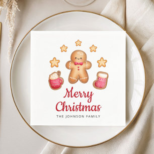 Serviette En Papier Joli bonhomme en pain d'épice Joyeux Noël