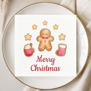 Serviette En Papier Joli bonhomme en pain d'épice Joyeux Noël