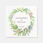 Serviette En Papier Joli Botanique Verdure Mariage rose pâle (Devant)