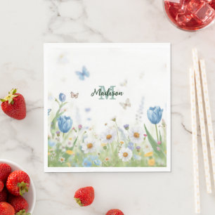 Serviette En Papier Joli bouquet de fleurs sauvages de printemps vert
