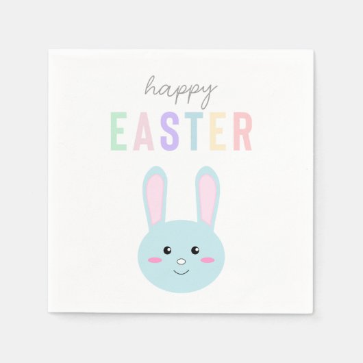 Serviette En Papier Joli Bunny Bleu de Pâques Kawaii Doux (Devant)