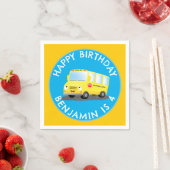 Serviette En Papier Joli bus scolaire jaune joyeux anniversaire person (En situation)