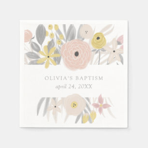 Serviette En Papier Joli cadre rose   Baptême