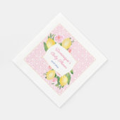 Serviette En Papier Joli carrelage rose Citrons Fille Baby shower (Coin)