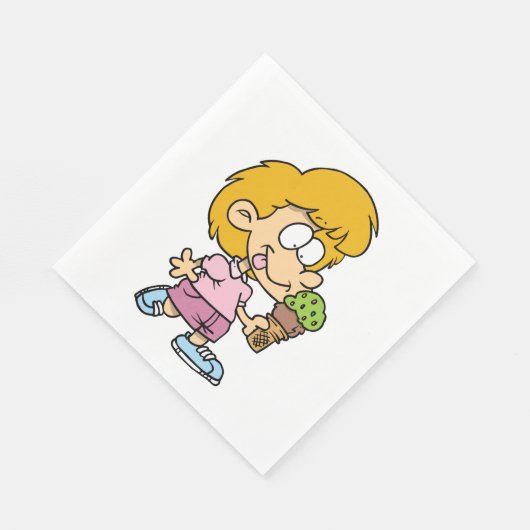 Serviette En Papier Joli Cartoon Enfant Manger Ice Cream Cone (Coin)