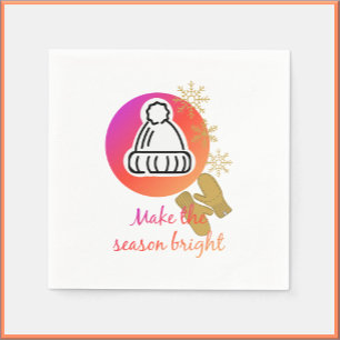 Serviette En Papier Joli Casquette et Mittens hiver saison brillante