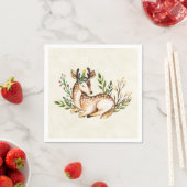 Serviette En Papier Joli Cerf Aquarellé Posé En Bas Boho (En situation)