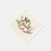 Serviette En Papier Joli Cerf Aquarellé Posé En Bas Boho (Coin)