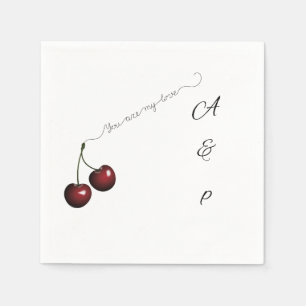 Serviette En Papier : Joli Cerise "Tu es mon amour" Mouchoir en papier