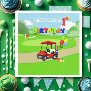 Serviette En Papier Joli chariot de golf rouge pour garçon de 1 an