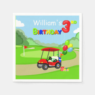 Serviette En Papier Joli chariot de golf rouge pour garçon de 3 ans