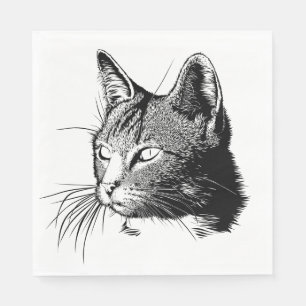 Serviette En Papier Joli Chat Chaton Gris Tigre Chat