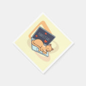 Serviette En Papier Joli chat d'ordinateur endormi (Coin)