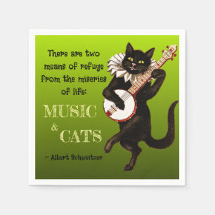 Serviette En Papier Joli Chat Musical Deux Moyens de Refuge Schweitzer