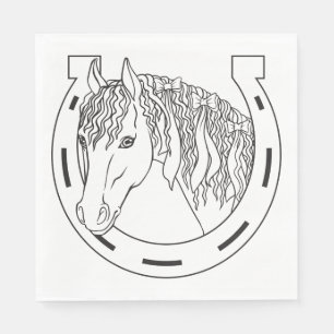 Serviette En Papier Joli Cheval Équestre Occidental Mariage Fête Cheva