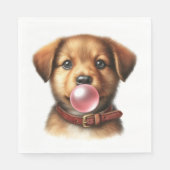 Serviette En Papier Joli Chien Chien Poussant Buble Gum Party (Devant)