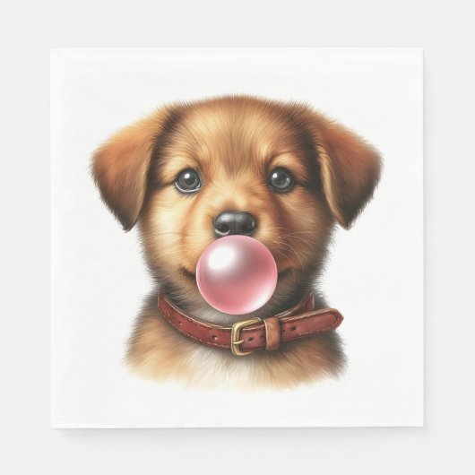 Serviette En Papier Joli Chien Chien Poussant Buble Gum Party (Devant)