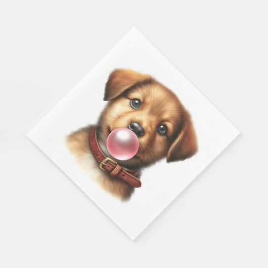 Serviette En Papier Joli Chien Chien Poussant Buble Gum Party (Coin)