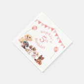 Serviette En Papier Joli Chien Chien Rose fille Anniversaire (Coin)