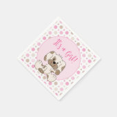 Serviette En Papier Joli Chien Chien Rose Polka Baby shower (Coin)