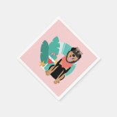 Serviette En Papier Joli chien d'été avec lunettes de soleil (Coin)