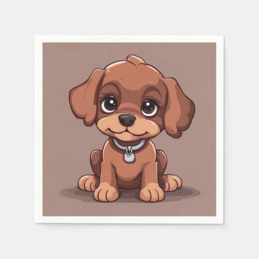 Serviette En Papier Joli chiot brun (Devant)