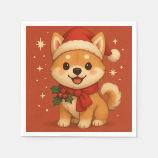 Serviette En Papier Joli chiot de Noël