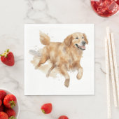 Serviette En Papier Joli chiot Retriever Golden en aquarelle (En situation)