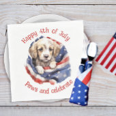 Serviette En Papier Joli Chiot Rouge Blanc Bleu Drapeau Américain 4ème