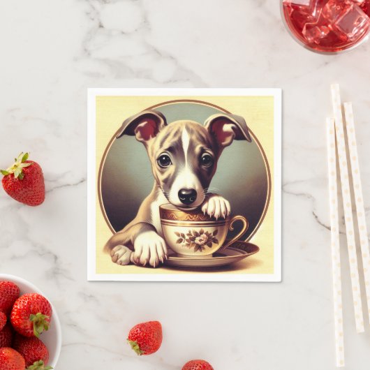 Serviette En Papier Joli chiot Whippet (En situation)