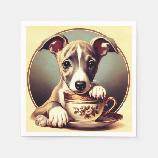 Serviette En Papier Joli chiot Whippet (Devant)