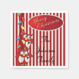 Serviette En Papier Joli Chouettes de Noël
