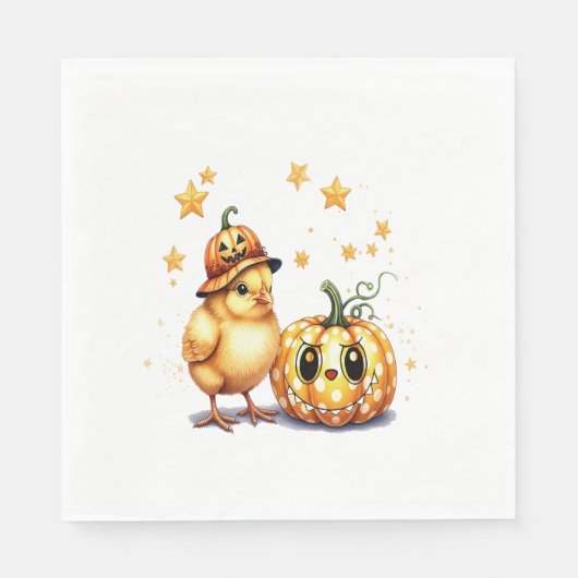 Serviette En Papier Joli Citrouille de poussette Halloween (Devant)