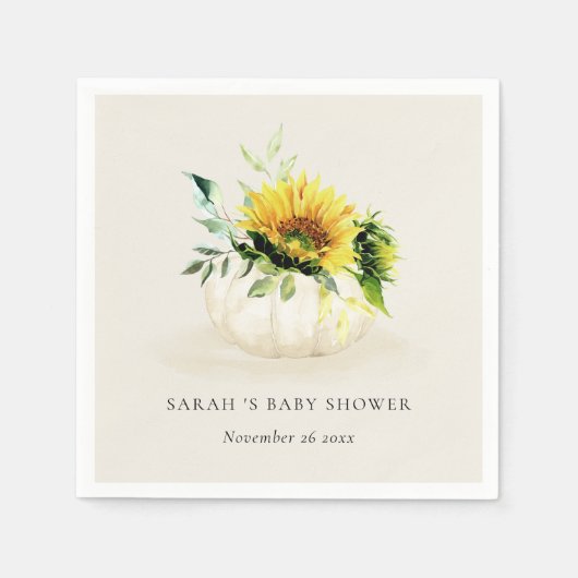 Serviette En Papier Joli Citrouille de tournesol rustique Baby shower  (Devant)