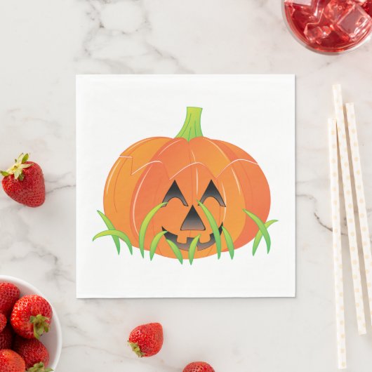 Serviette En Papier Joli Citrouille d'Halloween Jack-O-Lantern (En situation)