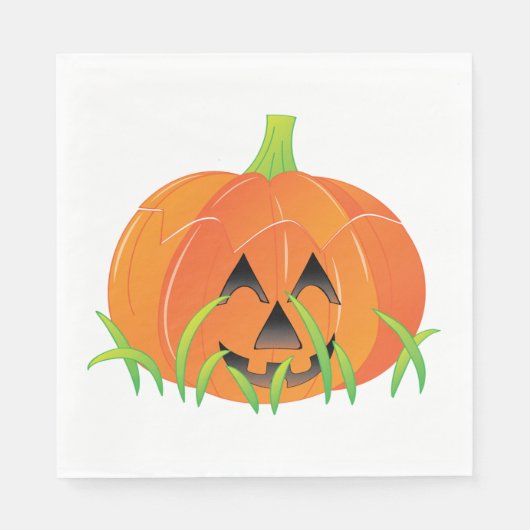 Serviette En Papier Joli Citrouille d'Halloween Jack-O-Lantern (Devant)