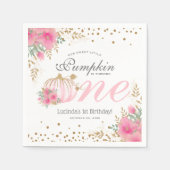 Serviette En Papier Joli Citrouille rose Floral 1er anniversaire (Devant)